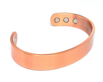 100% Copper Magnetic Bracelet Cuff with 6  Embedded Magnets for Healing Energy, Natural Healing and Spiritual Wellness - Unisex Jewelry