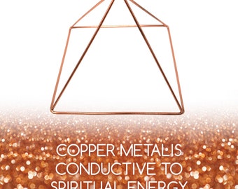 100% Solid Copper Pyramid 6 in Giza Shaped for Meditation, Body Healing, Reiki Balancing Chakras, Crystal Recharging, Focused Energy, Gold