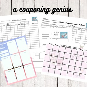 5 Couponing, Sales and Rebate Tracker, Monthly Planner, Weekly Planner Printables Digital Download by couponinggenius