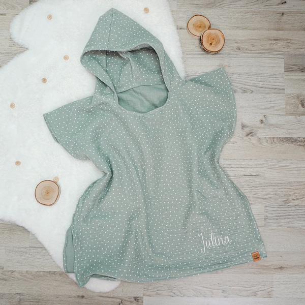 Bath poncho muslin baby child | poncho | hooded towel | Towel muslin poncho | Personalize with name | in different colors