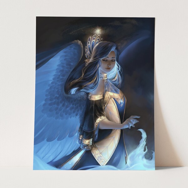 Blue Angel Fantasy Wall Art Print 4x5.3, 8x10, 16x20, Custom Sizes Also Available