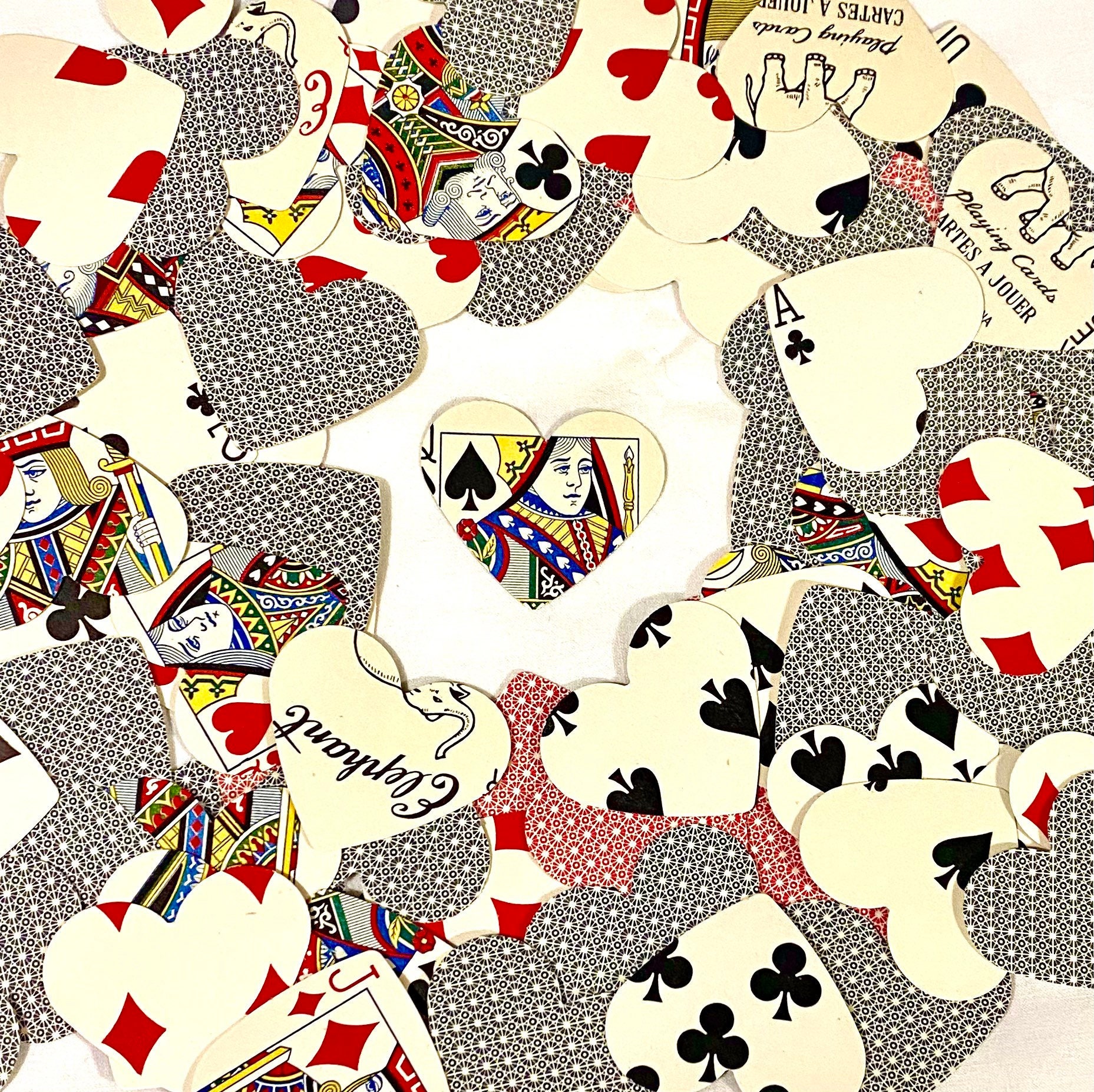 20 Piece Playing Card Heart Cutouts Etsy