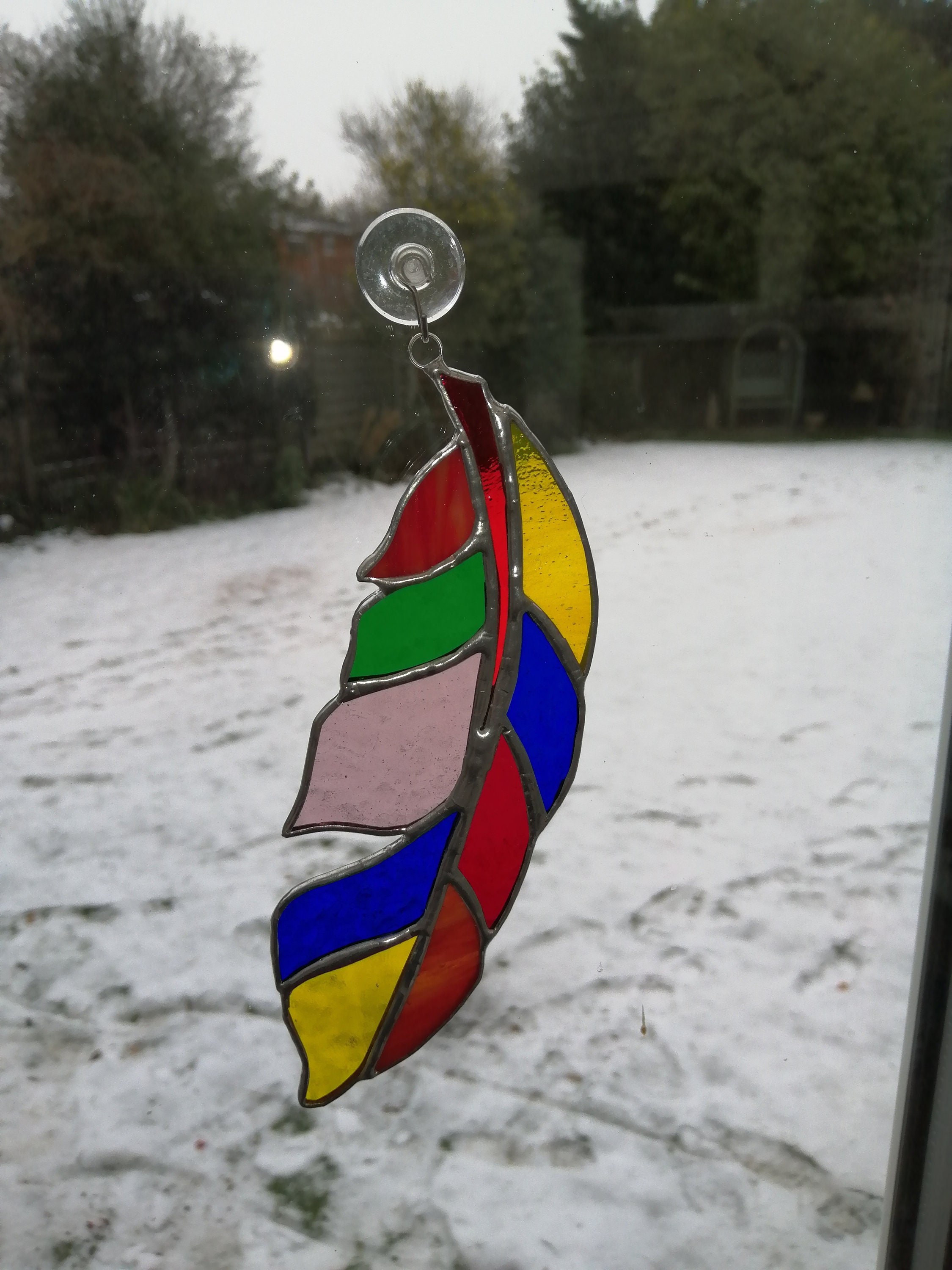 Stained Glass / Suncatcher / Multi Coloured / Feathers Etsy