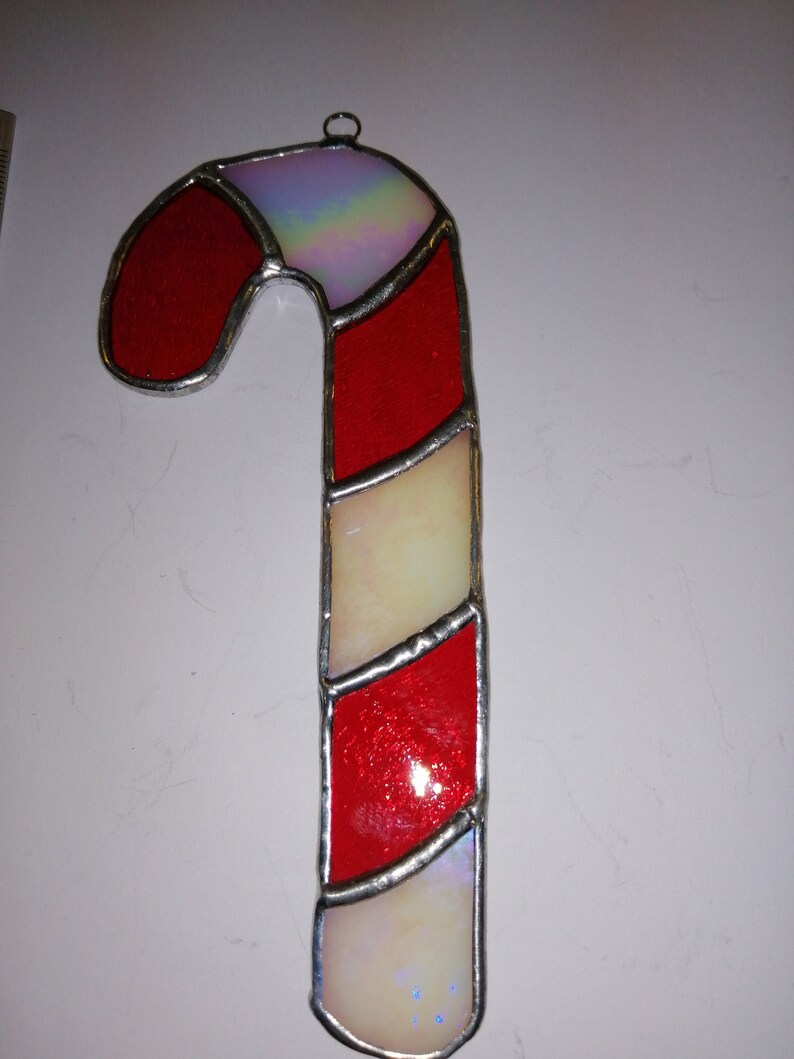 Stained Glass Candy Cane Christmas Tree Decoration Etsy.de