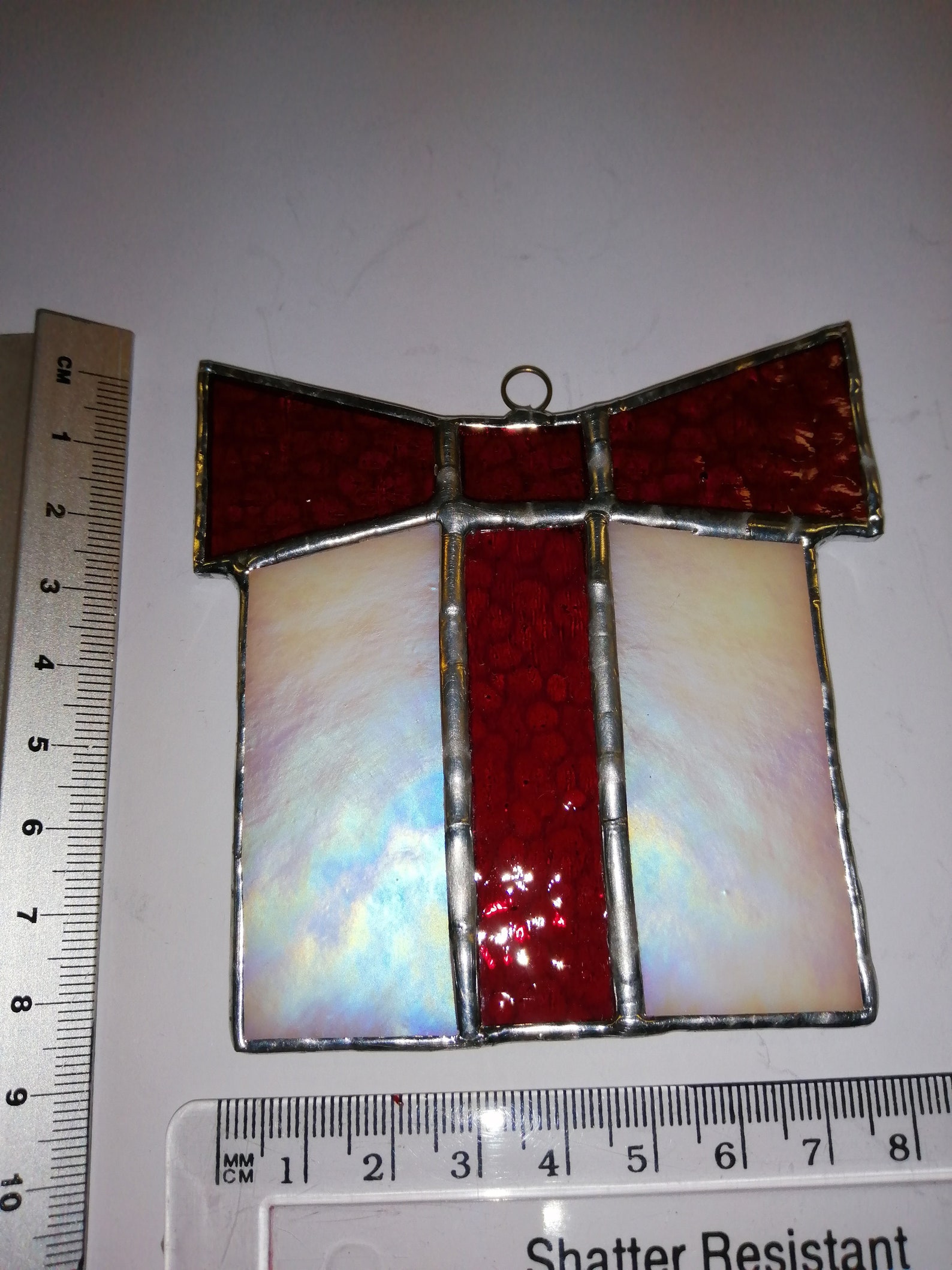 Stained Glass Present With Bow Christmas Decoration Etsy