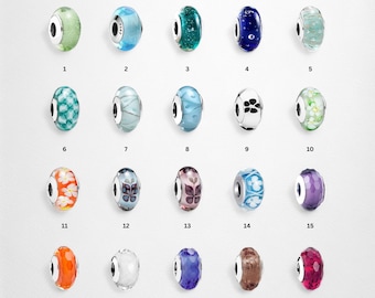 Murano Glass Charm: S925 Sterling Silver, Fits European Bracelet, Charm for Bracelets, Colorful Charms, Stopper Charms, Dangle Bead Charms