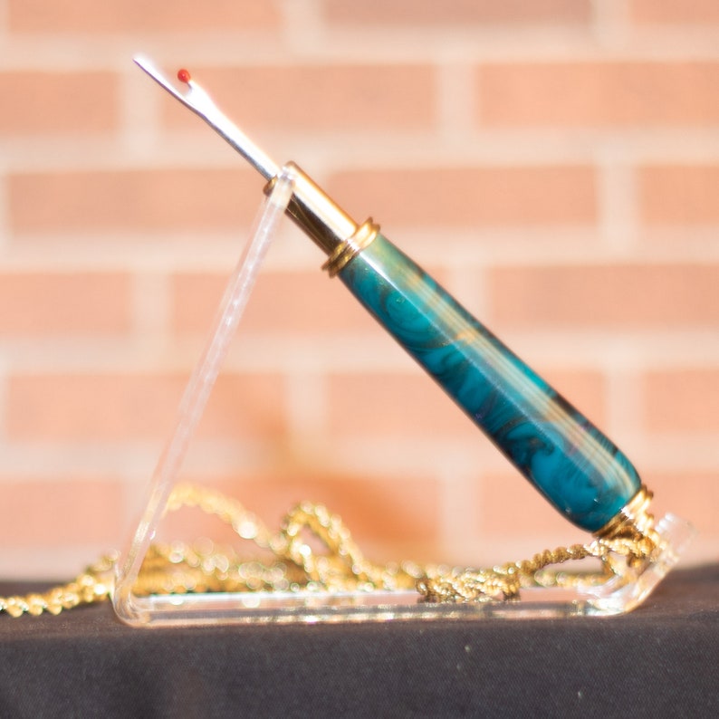 Seam Ripper Necklace blue swirl