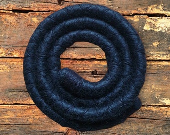 Just Black. Dreadlock wool spiral hair tie. Bendy, ponytail heaven. Ethical merino wool. Different sizes, loc damage prevention. Unisex gift