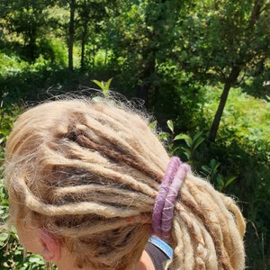 The Purple Patch. Woolly, bendable, wire dread lock hair tie, wrap around pony tail and Dreadlock bun heaven. Ethically sourced Merino wool. image 3