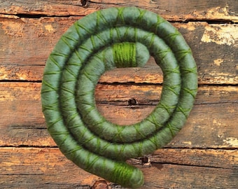 Ivy. Dreadlock hair wrap spiral, woolly, ethical, bendable ponytail and dred bun wire wrap. Green dread Loc ties. Damage Prevention.