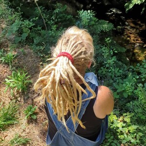 Flamenco. Dreadlock Spiralen, biegsam, flexibel, wollig dred loc dutt und Pferdeschwanz Himmel. Ethischer, dread Haarschmuck. Funktional, hübsch Bild 5