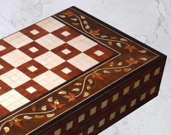 Handmade Backgammon and Chess Set - One of a kind Handmade Antique Masterpiece From Lebanon - Vintage Solid Wood
