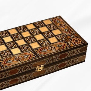 Juego de backgammon y tablero de ajedrez de 12" del Líbano - Juego de ajedrez portátil de 12 pulgadas