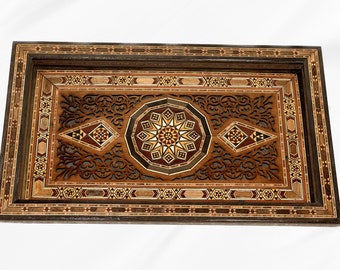 Serving Tray from Lebanon - Engraved Wood Serving Tray