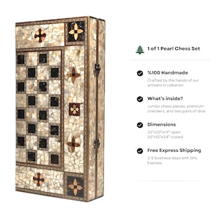 1 of 1 Handmade Backgammon Board and Chess Set from Lebanon - Custom Pearl Checkers Board Game