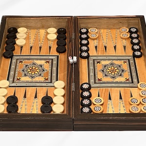 SALE Handmade Backgammon Board and Chess Set From Lebanon with Mother of Pearl Inlays - Checkers Board and Backgammon Christmas Gift