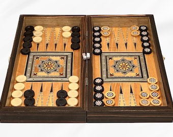 SALE Handmade Backgammon Board and Chess Set From Lebanon with Mother of Pearl Inlays - Checkers Board and Backgammon Christmas Gift