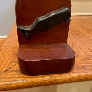 Vintage Wooden Bookend with Whales - handmade