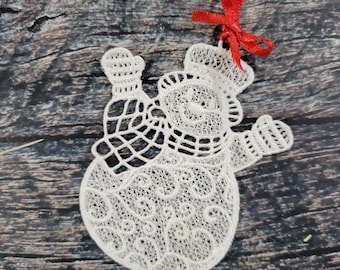 Schneemann Free Standing Lace Ornament Digitale Design Datei zum Sticken