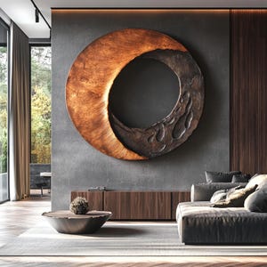 Handmade Round Wood Wall Art: Modern Abstract Sculpture