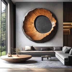 The Core – Abstract Round Wood Wall Sculpture | Contemporary Rustic Wall Art | Handmade Statement Piece