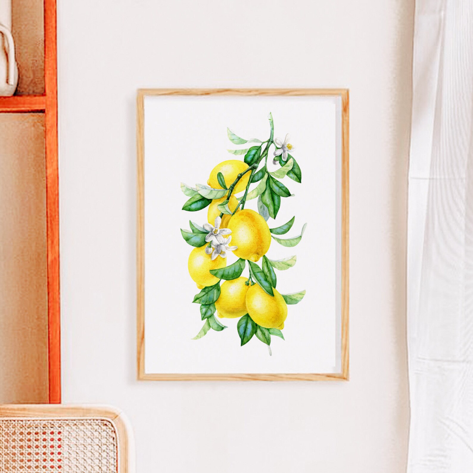 Lemon Print Kitchen Wall Decor Watercolor Lemon Wall Art Etsy