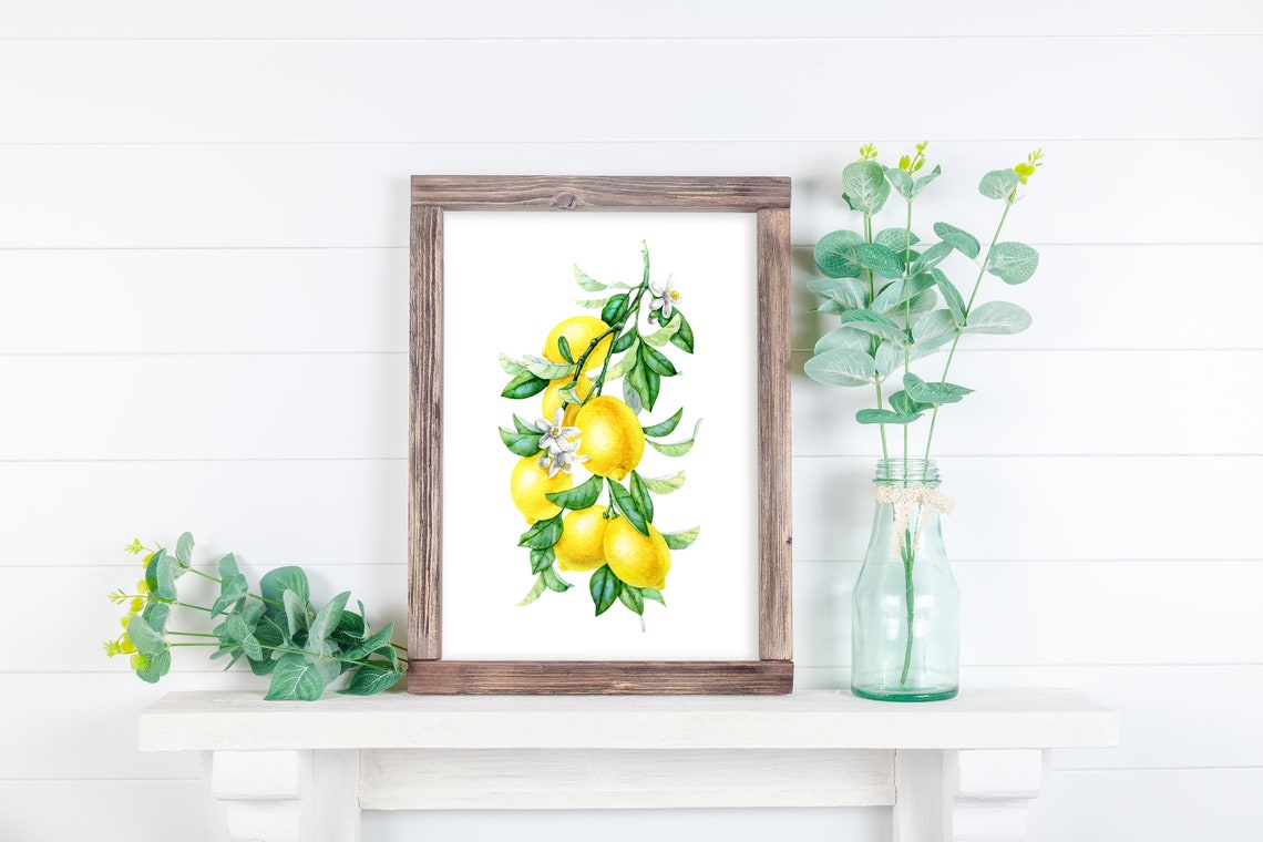 Lemon Print Kitchen Wall Decor Watercolor Lemon Wall Art - Etsy