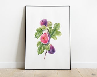 DIGITAL Figs Print, Printable Wall Art, Kitchen Wall Decor, Watercolor Figs Wall Art, Kitchen art, Kitchen Decor, Living Room Wall Art
