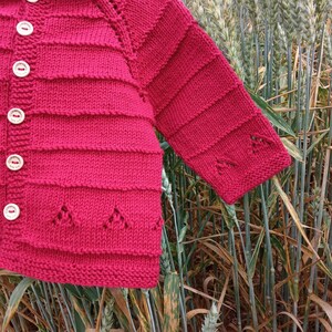 Pdf Knitting Patterns. Baby Cardigan for Cotton Thread, Top Down Knitted Infant Jacket. Horizontal Cross Line Sweater Diagram, 0-18 months image 2