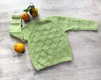 Lace and Ridge Baby Girls Sweater Knitting Pattern  size 3 to 4 years
