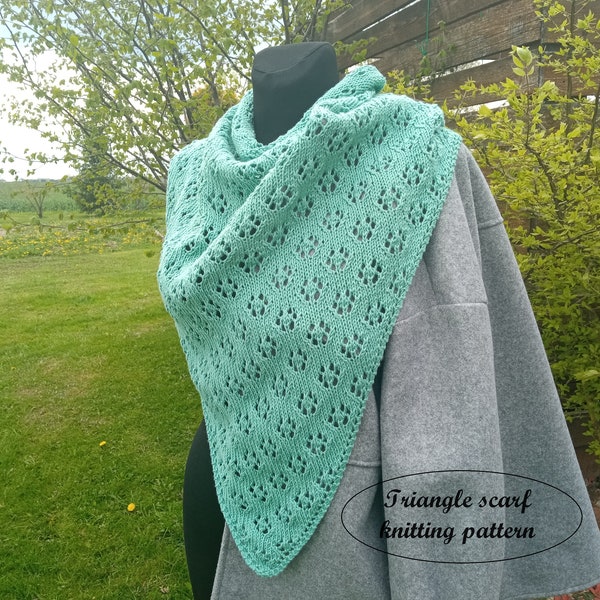 Triangle Lace Scarf Knitting Pattern, Baktus Step by Step