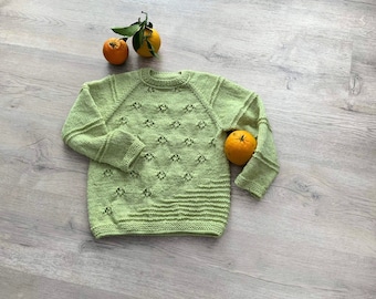 Lace and Ridge Baby Girls Sweater Knitting Pattern  size 6 to 9 months