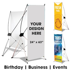 Custom Full Color Banner Stand X-Style for indoor/outdoor for advertising your business during an event, art show, craft show, tradeshows