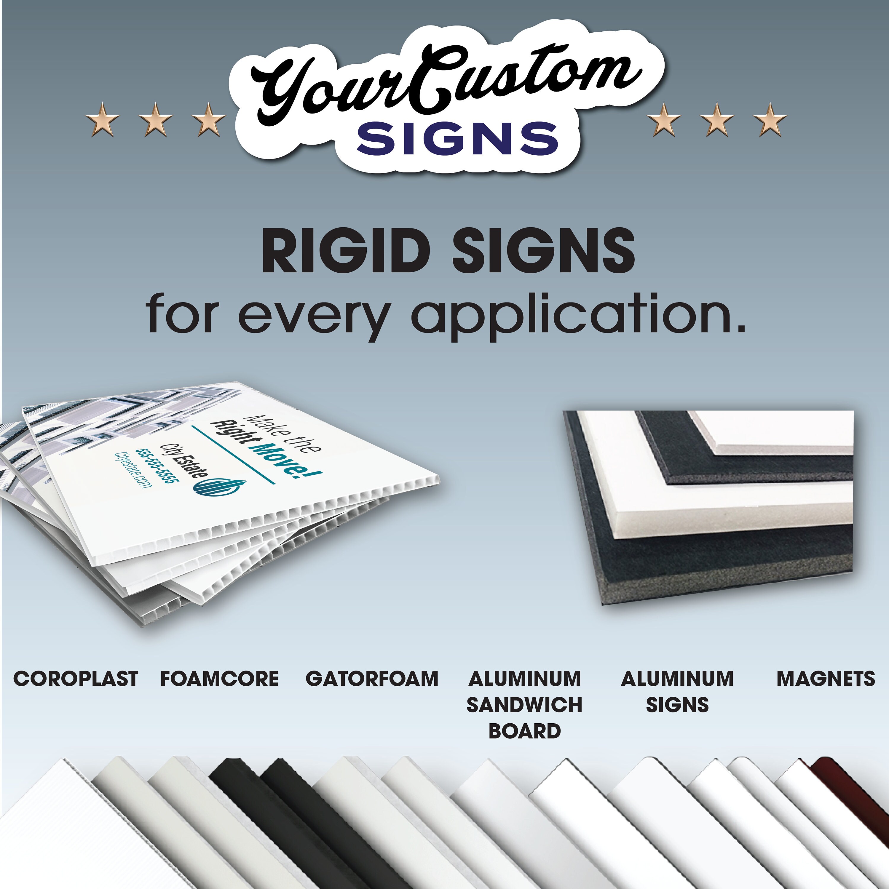 Custom Sign PVC Coroplast Foam Core Aluminum Styrene Acrylic Etsy