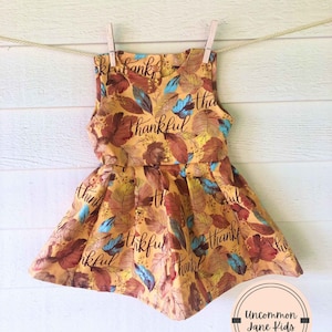 Thanksgiving Dress, Fall Dress, Autumn Dress, Girls Outfit, Dress with Leaves, Fall Birthday Dress, First Thanksgiving, Kids Dress, Custom