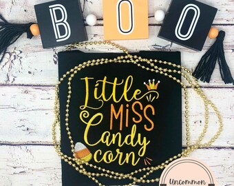 Girls Halloween Embroidered Shirt, Candy Corn Outfit