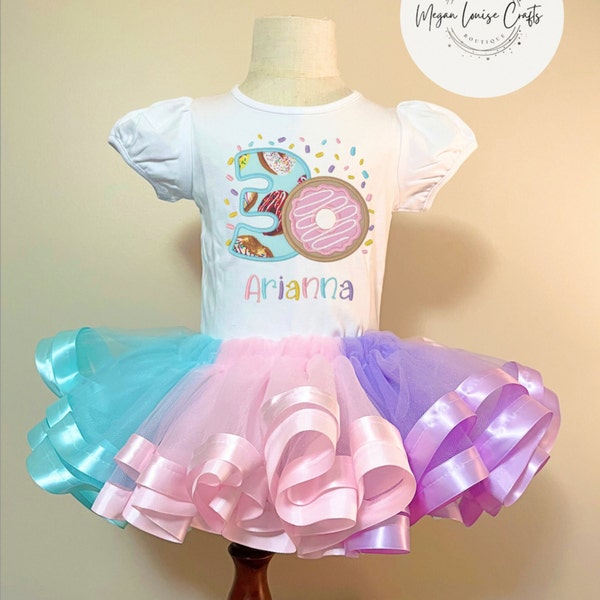 3rd Birthday Outfit, Donut Birthday Outfit, Tutu Birthday Outfit, Sweet Birthday Shirt, Donut Birthday Theme, Girls Custom Birthday Outfit