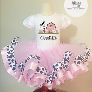 Cow Birthday Outfit, Girls Birthday Tutu Outfit, Barnyard, Third Birthday, Custom Outfit, Barn Farm Birthday Tutu Outfit, First Birthday
