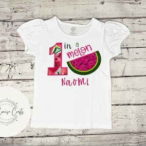 One in a Melon Birthday Shirt, Summer Birthday Shirt, Embroidered Shirt, Watermelon Shirt, Custom Birthday Shirt, Spring Birthday Shirt