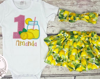 Lemon Birthday Outfit, Lemonade Outfit, 1st Birthday Outfit, Summer Baby Outfit, Numbered Birthday Outfit, First Birthday, Matching Outfit