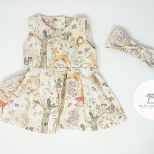 Woodland Themed Dress, Baby Girl Dress, Toddler Dress, Spring Dress, Summer Outfit, Kids Outfit, Warm Outfit, Cotton Skirt, Birthday Dress