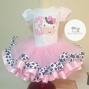 Cow Birthday Outfit, Girls Birthday Tutu Outfit, Barnyard, Third Birthday, Custom Outfit, Barn Farm Birthday Tutu Outfit, First Birthday