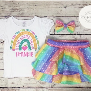 Conjunto para preescolar, conjunto para preescolar, conjunto para la vuelta al cole, primer día de preescolar, conjunto escolar para niñas, conjunto para primaria, camiseta para la vuelta al cole