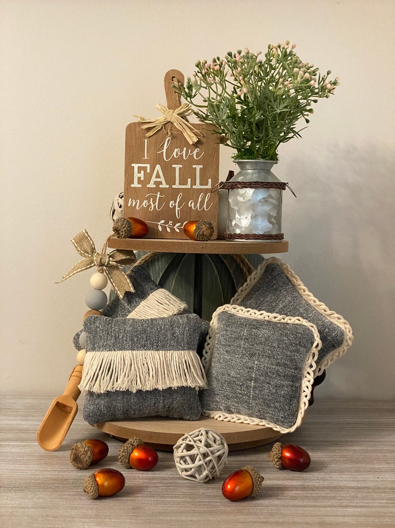 Boho Style Mini Pillows Decorative Mini Pillows Tiered Tray Etsy