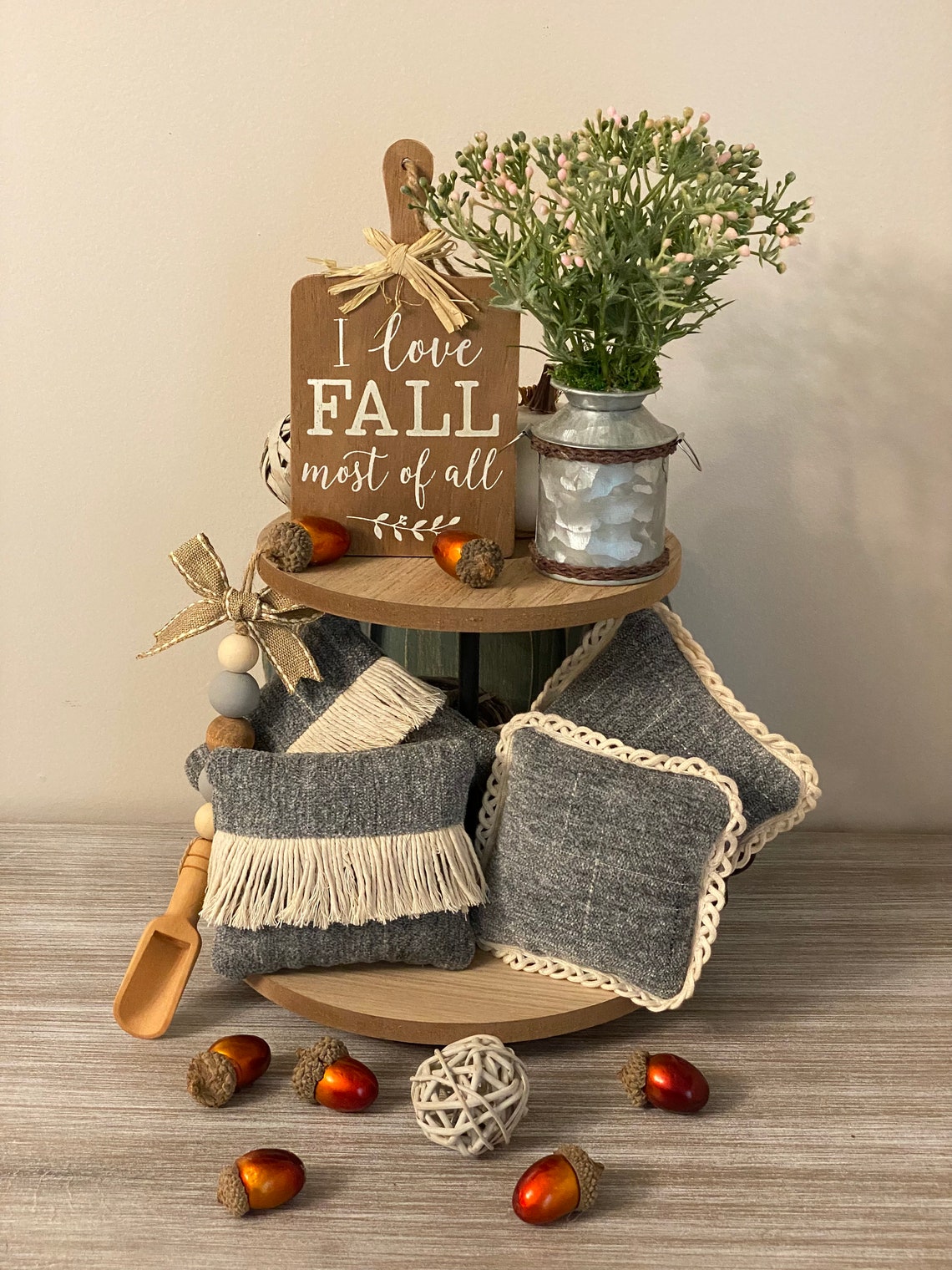 Boho Style Mini Pillows Decorative Mini Pillows Tiered Tray Etsy