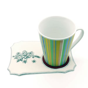 Christmas Mugrug with fir branches silver border