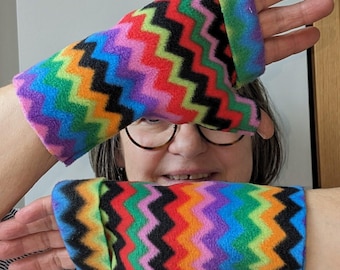 Funky fingerless fleece mittens to brighten up cold days