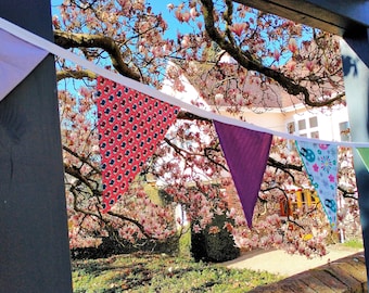 Surprise Scrap Fabric Bunting – Eclectic Garden Party Decor, Sold by the Metre