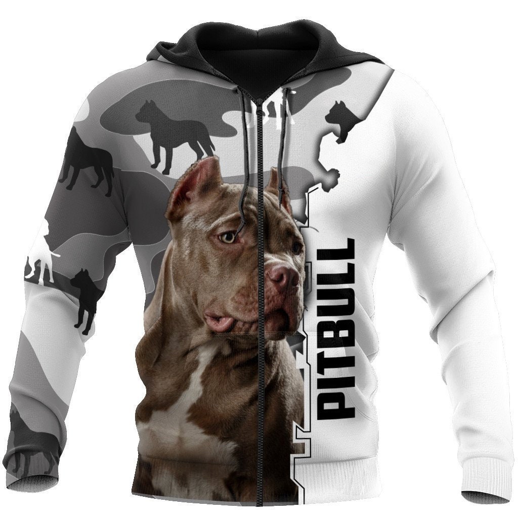 Pitbull 3d Dog Hoodie Shirt For Men And Women Lover Pitbull Etsy