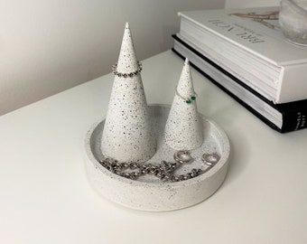 Granite Terrazzo Ring Holder | Jewellery Ring Display | Ring Cone | Jewellery Storage Organiser